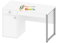Стол белый с тумбой  ШП-ББ-16